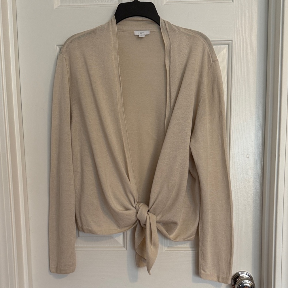 J. Jill Beige Tie-Front Cardigan Sweater